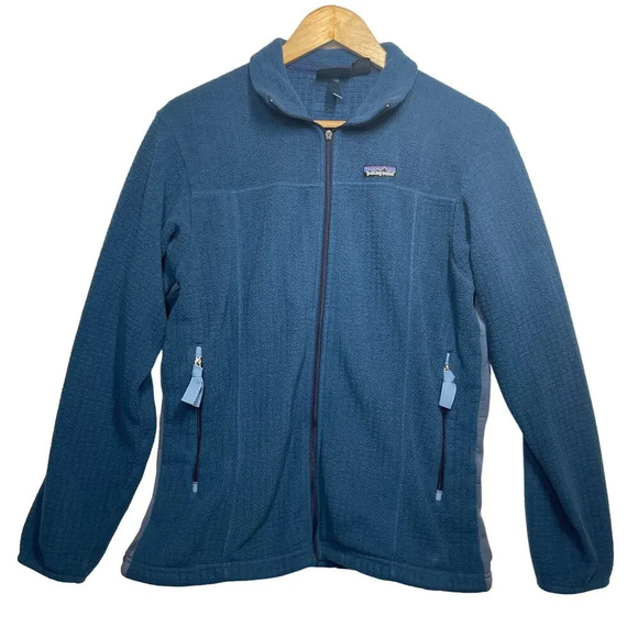 Patagonia Women's Zip Up Jacket Long Sleeve Size M Pockets Fleece Blue - Picture 1 of 12